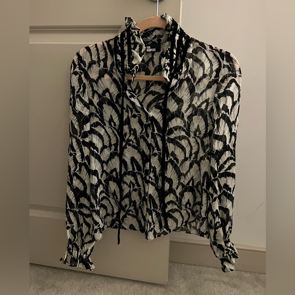 The Kooples Black and White print top, Size EU 0